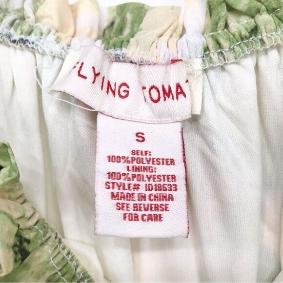 Flying Tomato Cream Green Floral Off Shoulder Flowy Tiered Belted Maxi Dress - Picture 16 of 16